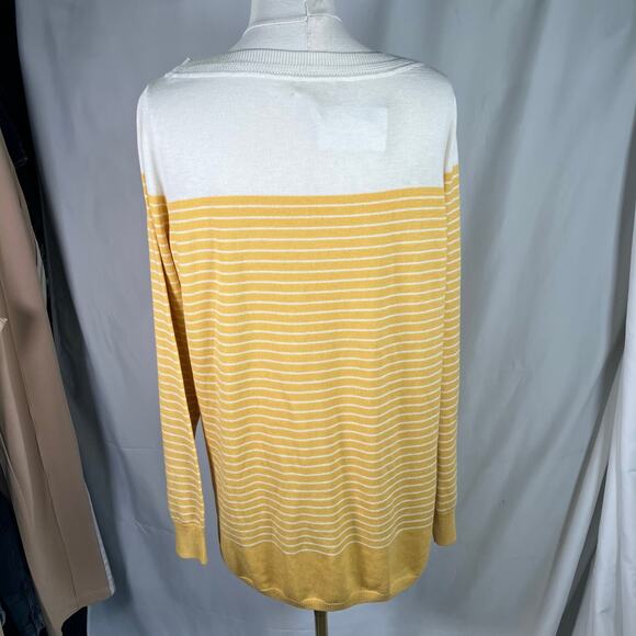 Caslon Yellow White Stripe Tunic Sweater Size S Lightweight Long Sleeve New - Picture 8 of 16